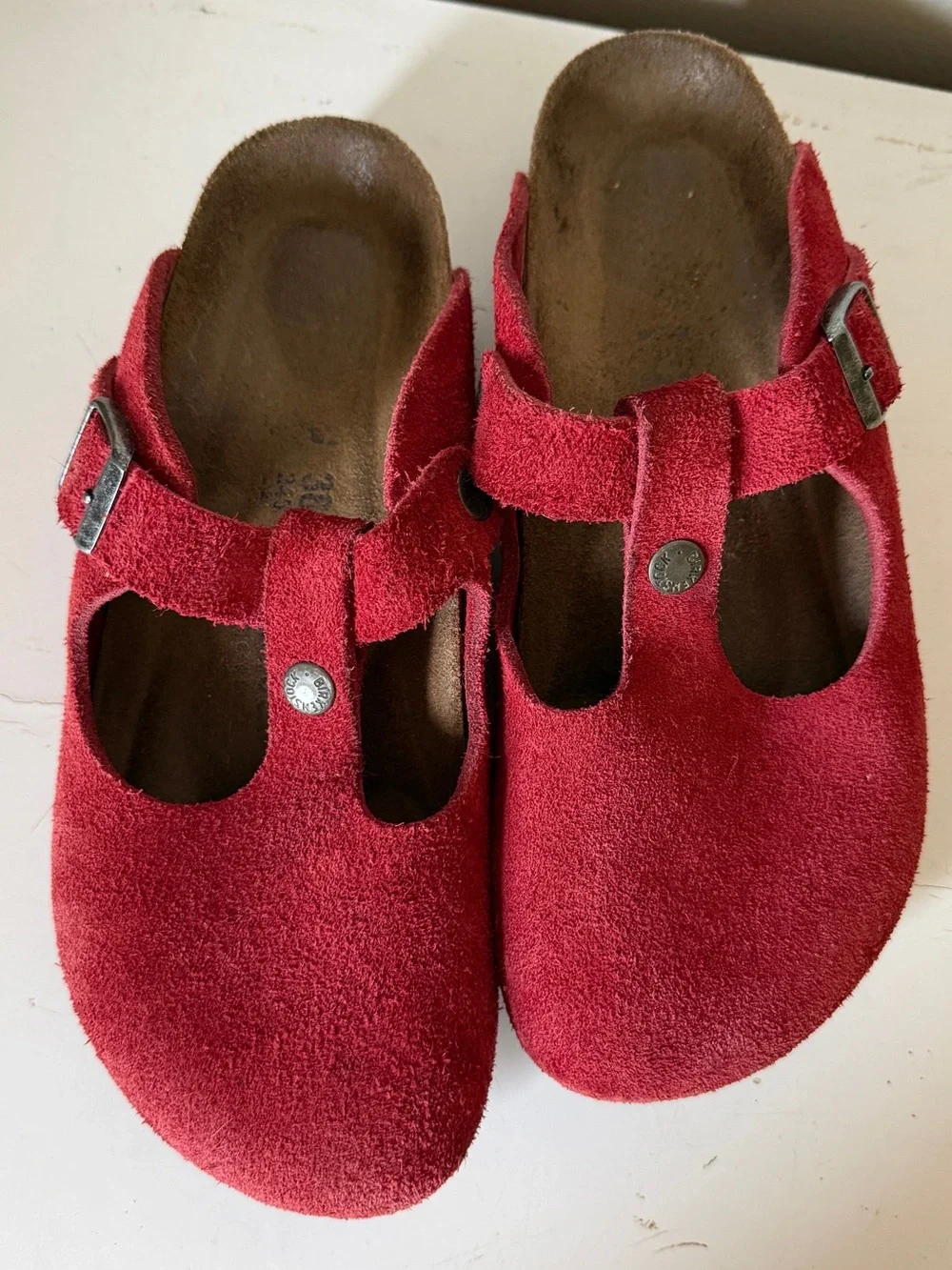 Rare Red Suede Mary Jane Clog Sandals - Picture 2 of 3